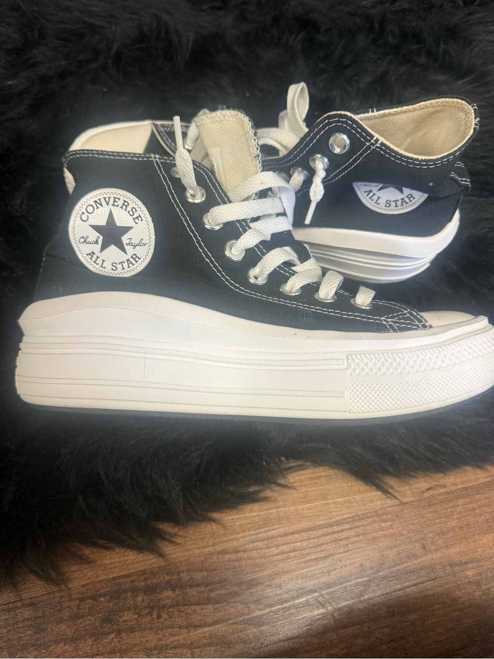 Converse Black and White Platform High Top Sneakers